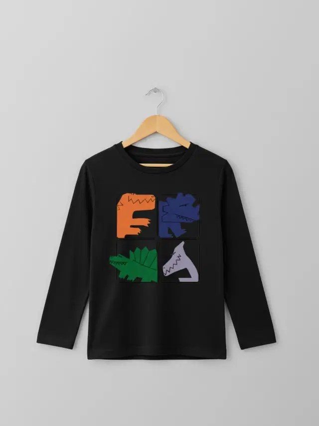 Cotton Printed T-Shirt For Kids, Black, 2-3 Years, Pack Of 1