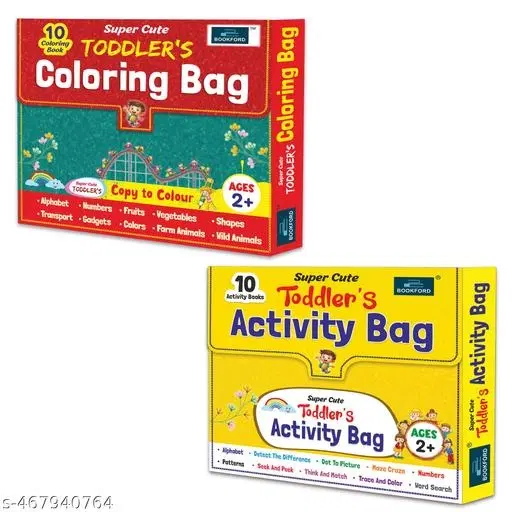 Super Cute Toddler's Coloring & Activity Bags For Kids (Set Of 2 bags) |Gift Bag For Children