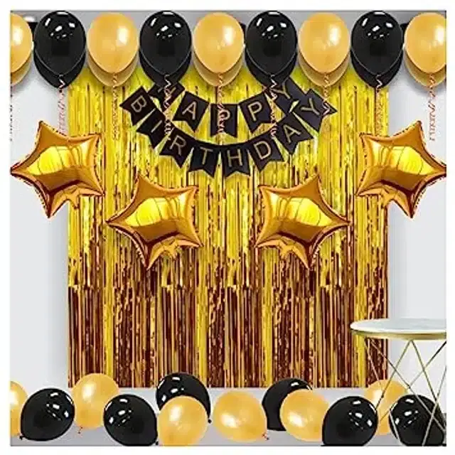 Birthday Decoration Kit, Black & Gold, Pack of 31