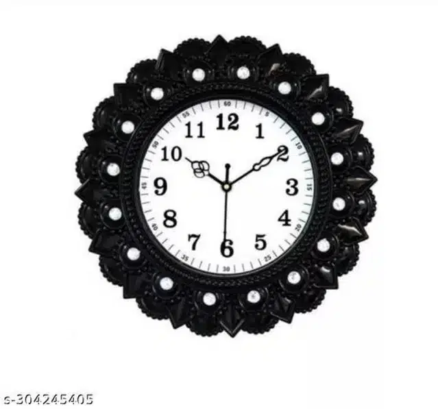 Plastic Analog Clock, Black & White