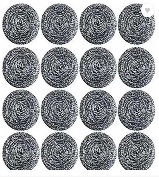 Stainless Steel Scrub Pad, Silver, Pack of 12