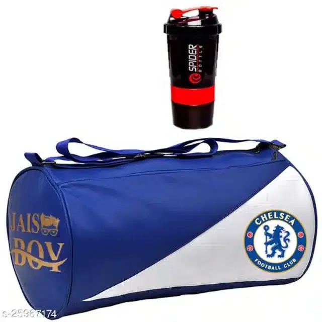 Combo of Gym Bag with Shaker Bottle, 400 ml, Multicolor, Set of 2