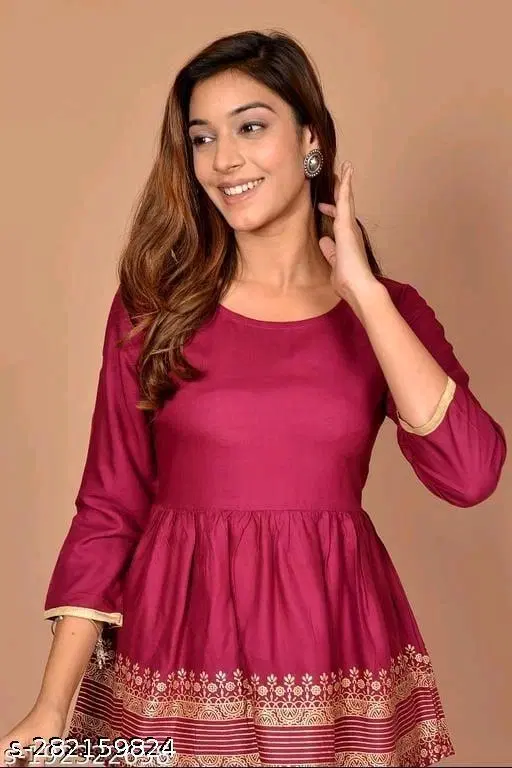 Rayon Top For Women, Maroon (S)