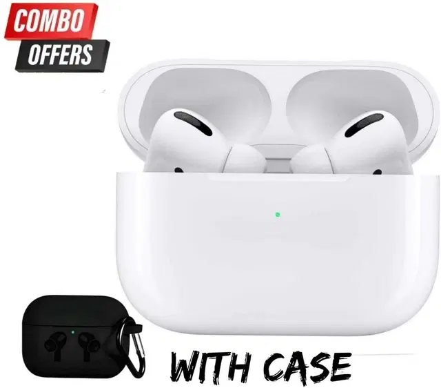 True Wireless Bluetooth Headphone With Cover Case With 15Hrs Playtime & Compatible for all Smartphones (White, With Black Cover)
