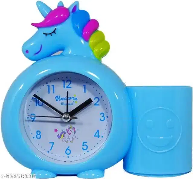 Alarm Clock with Attached Pen Stand, Blue