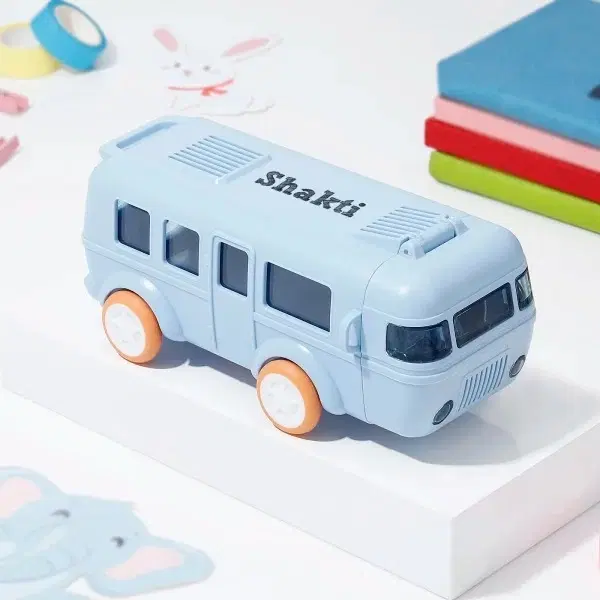 Plastic Bus Shape Sipper Bottle for Kids, Multicolor (1000 ml)