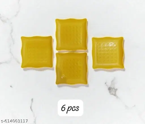 Plastic Plates for Kitchen, Yellow, Pack of 6