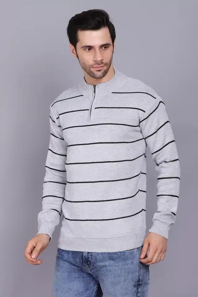 Men's Casual Sweater (Light Grey, L) (A-21)