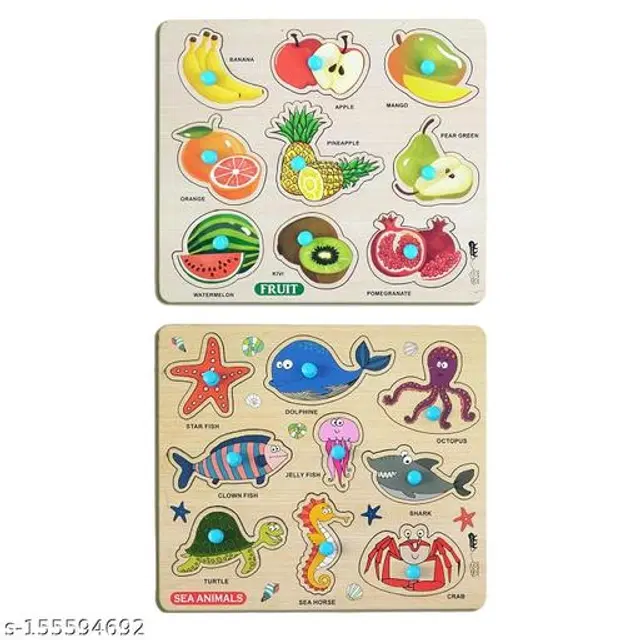 Wooden Puzzle for Kids, Multicolor, Pack of 2