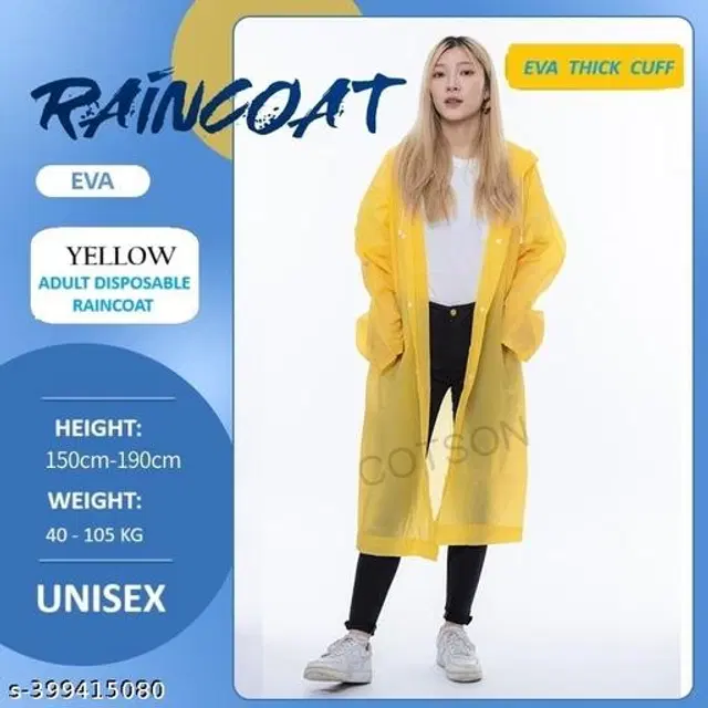 Polyester Rain Coat for Men & Women, Yellow, Free Size