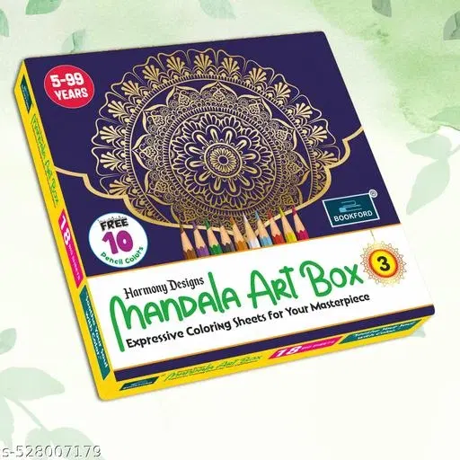 Harmony Design Mandala Art Box  Part 3 – Enjoy hours of coloring fun with 18 beautiful mandala sheets and 10 vibrant pencils to craft  your masterpieces!