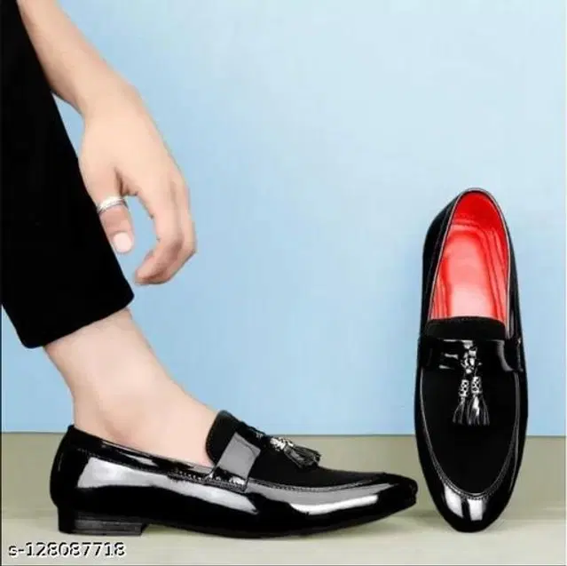 Loafers for Men (Black & Red, 7)