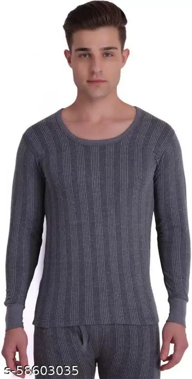 Cotton Blend Thermal Top for Men 1 (Dark Grey, M)