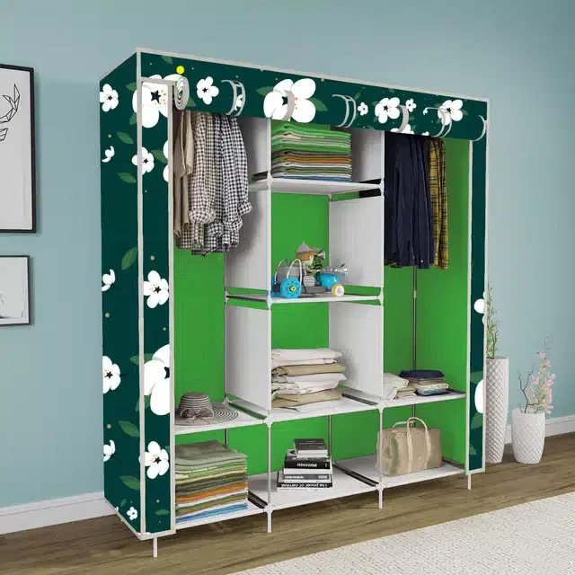 Carbon Steel 3 Door 8 Shelf Printed, Green