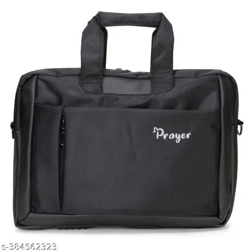 Prayer 14 inchLaptop Briefcase Shoulder Sling Office Business Professional Travel Messenger Bag for Men and Women Water Repellent Formal Executive Bags (Black) 12 Months Warranty
