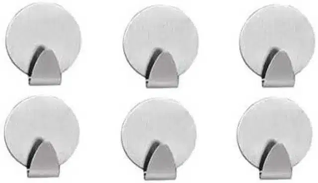 Stainless Steel Shape Self Adhesive Hooks, Pack Of 6, RA-038
