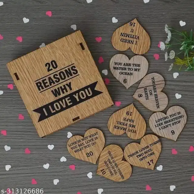 Wooden Love Message Box Gift, Beige