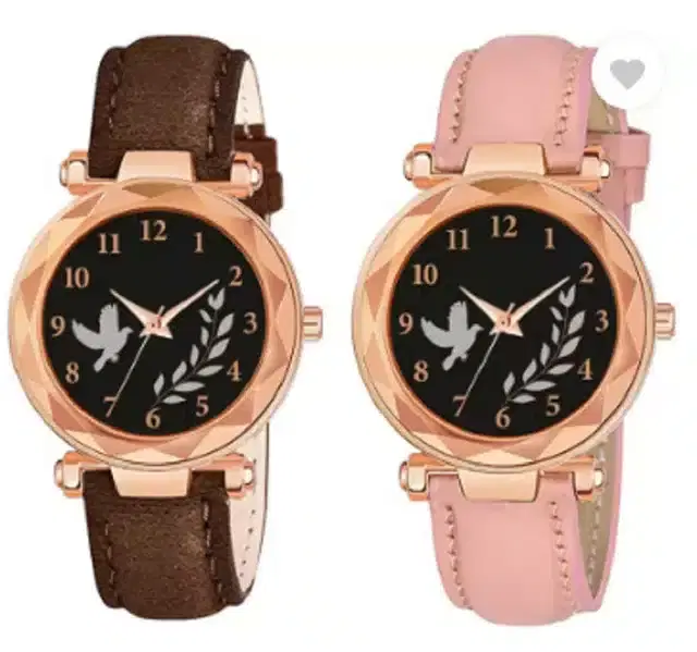 Analog Watch for Women, Pack of 2 (Multicolor)