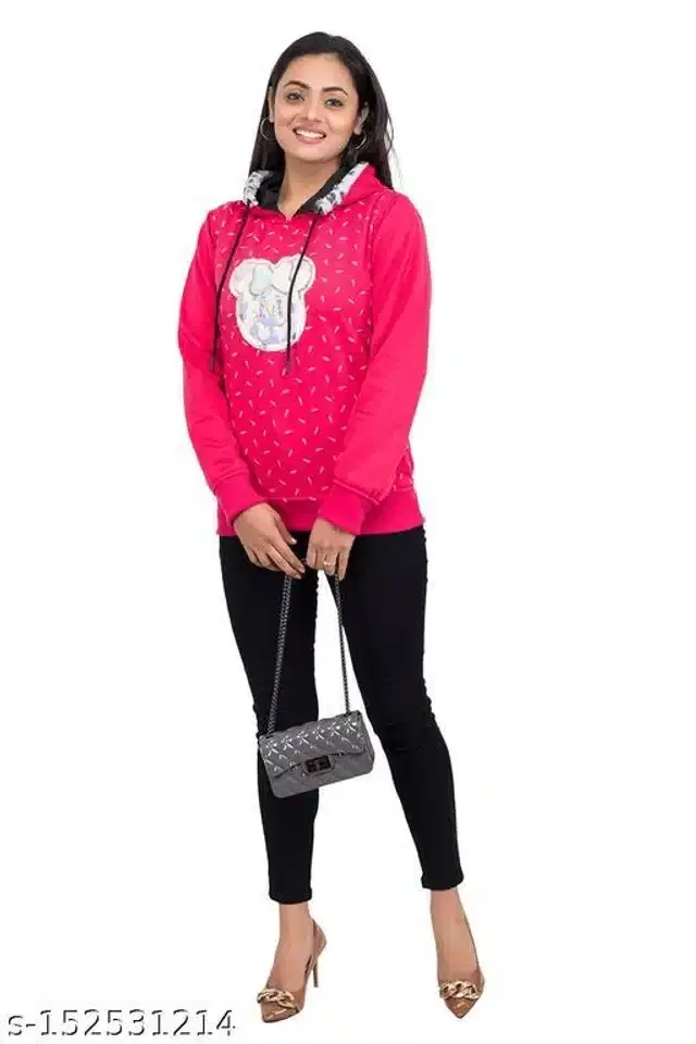 Cotton Blend Sweatshirt for Women (Pink, M)