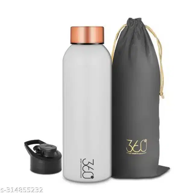 Stainless Steel Water Bottle, Grey & Gold, 1000 ml