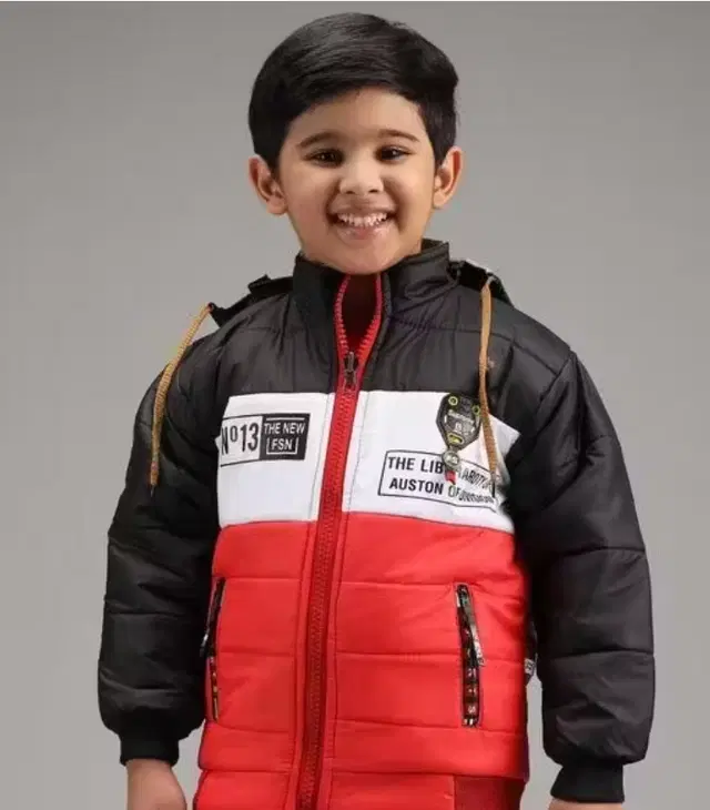 Polyester Full Sleeves Jacket for Boys, Red, 4 (6 Years)