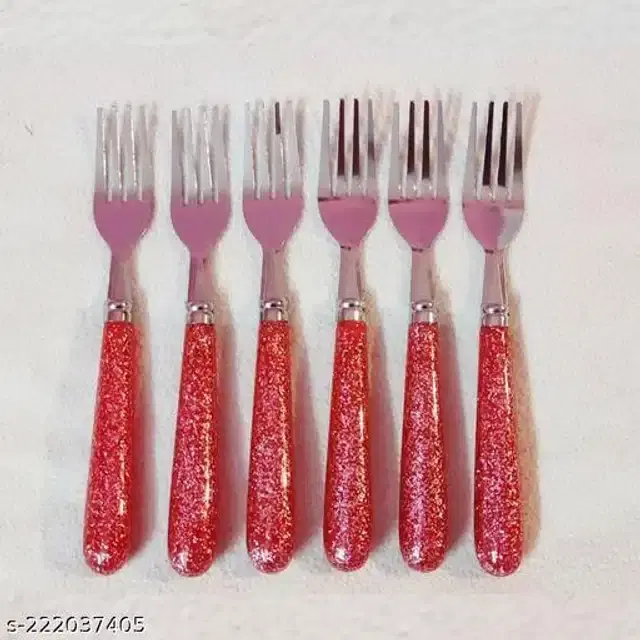 Stainless Steel Fork, Dark Pink, Pack of 6