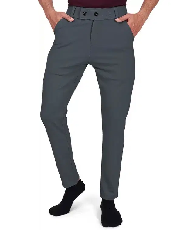 Lycra Blend Trouser for Men (Dark Grey, 28)