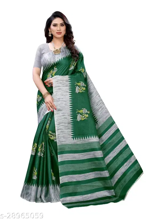 Georgette Digital Print Saree for Women, Green