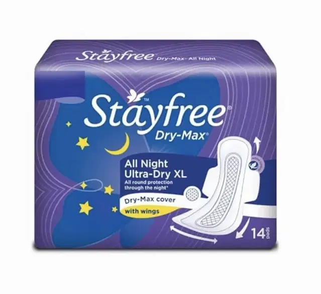 Stayfree Dry Max Ultra All Night Sanitary Pad - XXL (14 Pcs)