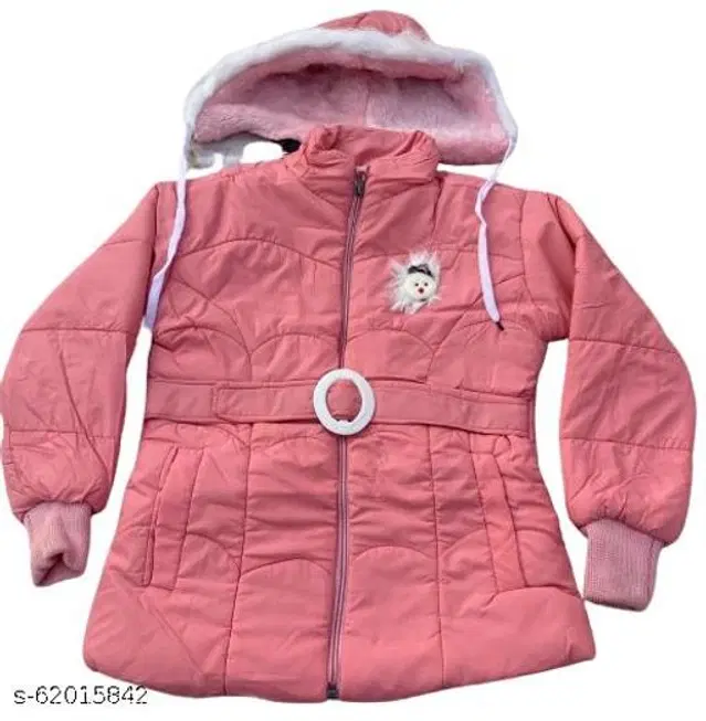 Polyester Jacket for Girls (Baby Pink, 18-24 Months)