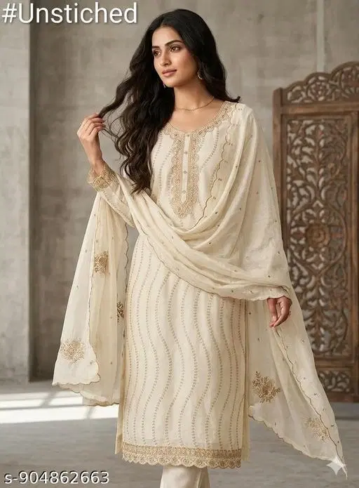Embroidered Punjabi/All Over Suits Semi-Stitched Suits (7.05 meter for Women (4XL)