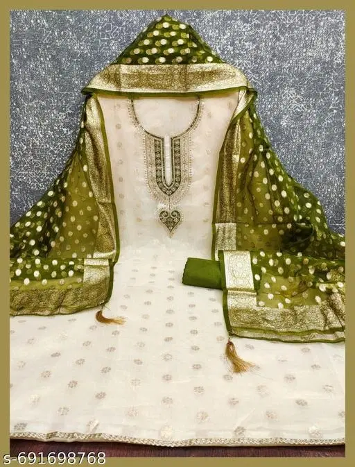 Silk Blend Embroidered Punjabi/All Over Suits for Women (Multicolor, 6.85 meter (3XL)