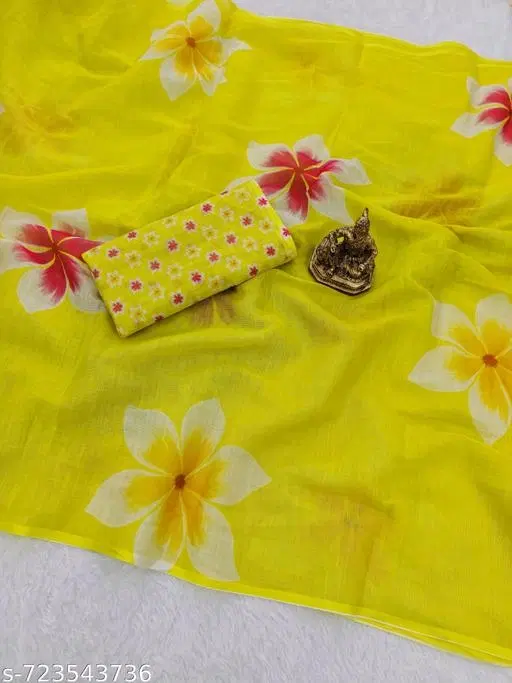 Lien Printed Saree for Women, Mehendi (6.3 M)