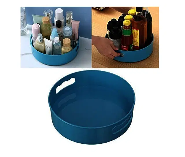 Plastic 360° Rotating Multipurpose Organizer Tray, Multicolor