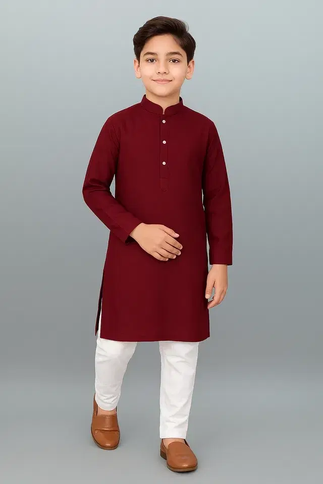 Boys Kurta Set Coolclique Magic Cotton/PC Maroon, (26)