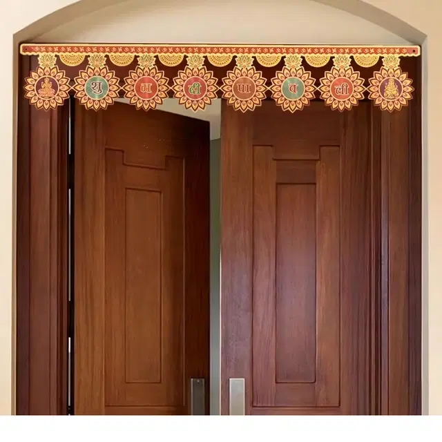 Shubh Deepawali Golden Toran, 27.5x4.5 and 2  Golden Rangoli Floor Sticker, 10x10 inch Combo Set for specially Diwali Poojan Home Decor, Pack of 3