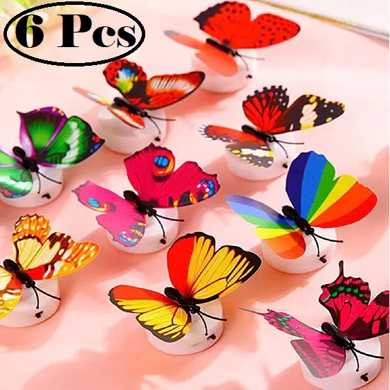 Plastic LED 3D Butterfly Wall Stickers, Multicolor, Pack of 6