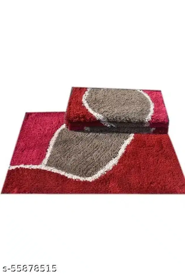 Bath Mats, Red & Grey, 58x38x0.5 cm, Pack of 4