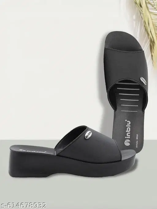 Inblu Sandals for Women (Black, 3)