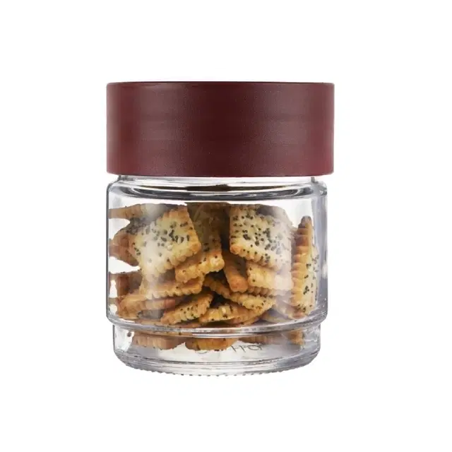 Cello Modustack Glass Storage Jar with Lid, 500ml, Maroon | Pack of 1 | Airtight Lid | Microwave & Dishwasher Safe | Kitchen Container for Spices, Tea, Snacks, Pulses & Dry Fruits