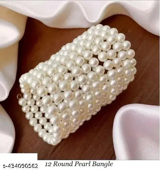 latest trendy fashionable white pearl twelve layered wrapped around bracelets/kada/bangles for girls and women