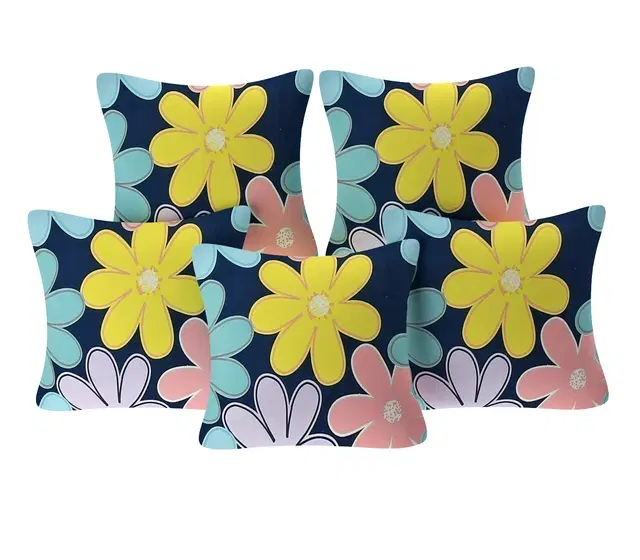 Cotton Cushion Covers, Multicolor, 16x16 inches, Pack of 5