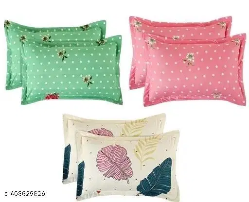 Cotton Pillow Covers, Multicolor, (18x28 inches), Pack of 6