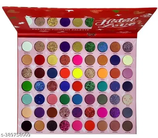 New Red Edition Hated With Love Pressed Pigment 63 Colors Palette (Glitter,Shimmer,Matte) 69.5 g (Multicolor)
