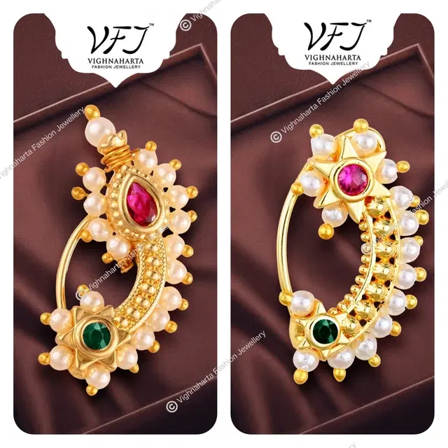 Alloy Nath Nosepins for Women, Pack of 2 (Multicolor)