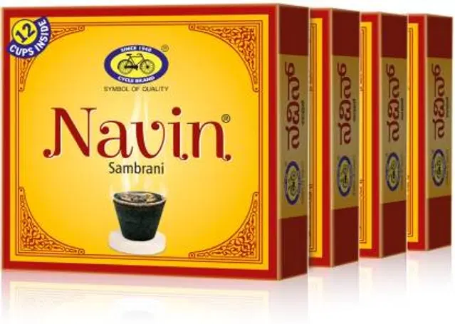 Cycle Navin Cup Sambrani, Dhoop/Loban/Guggal for Daily Puja & Havan/Homa with Benzoin Fragrance, 12, Set of 4