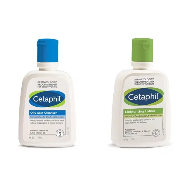 Cetaphil Cleanser, 125 ml & Moisturising Lotion, 125 ml, Set of 2