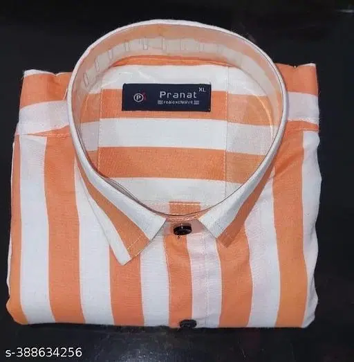 Cotton Blend Striped Shirt for Men, Multicolor (M)