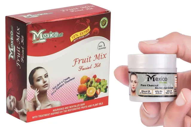 Maxico Herbs Fruit Mix Facial Kit with Charcoal Under Eye Cream, Pack of 2