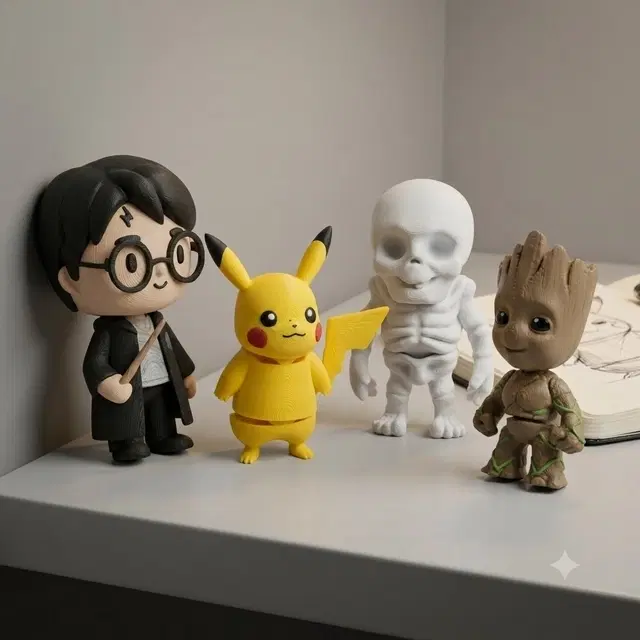 Filament Mafia Mini Figure Combo Set of 4 [Pika Pika, Woodman, Harry & Skeleton] [6x4x2cm Each]